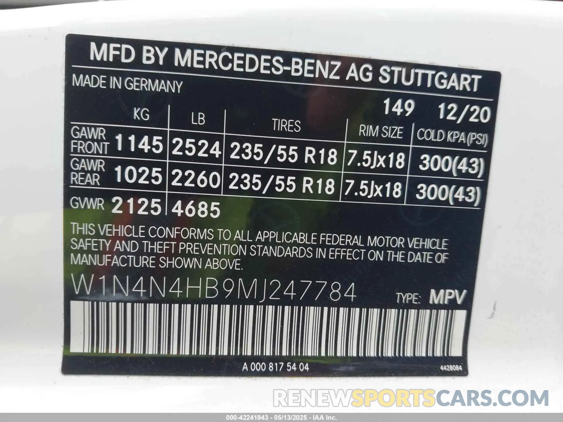 9 Фотография поврежденного автомобиля W1N4N4HB9MJ247784 MERCEDES-BENZ GLA 250 2021