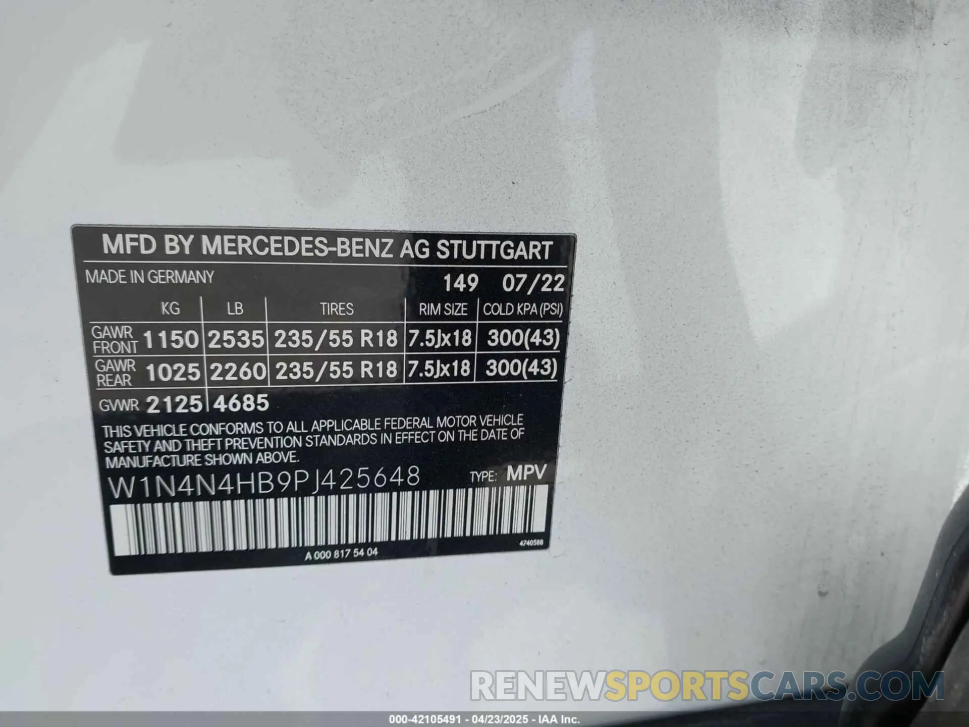 9 Фотография поврежденного автомобиля W1N4N4HB9PJ425648 MERCEDES-BENZ GLA 250 2023
