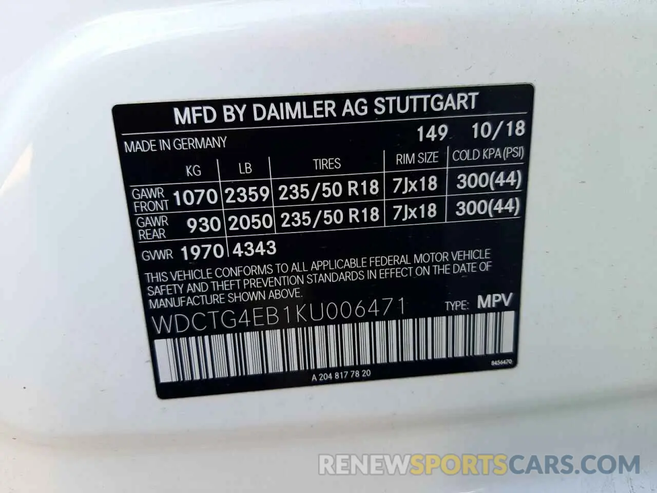 13 Фотография поврежденного автомобиля WDCTG4EB1KU006471 MERCEDES-BENZ GLA-CLASS 2019