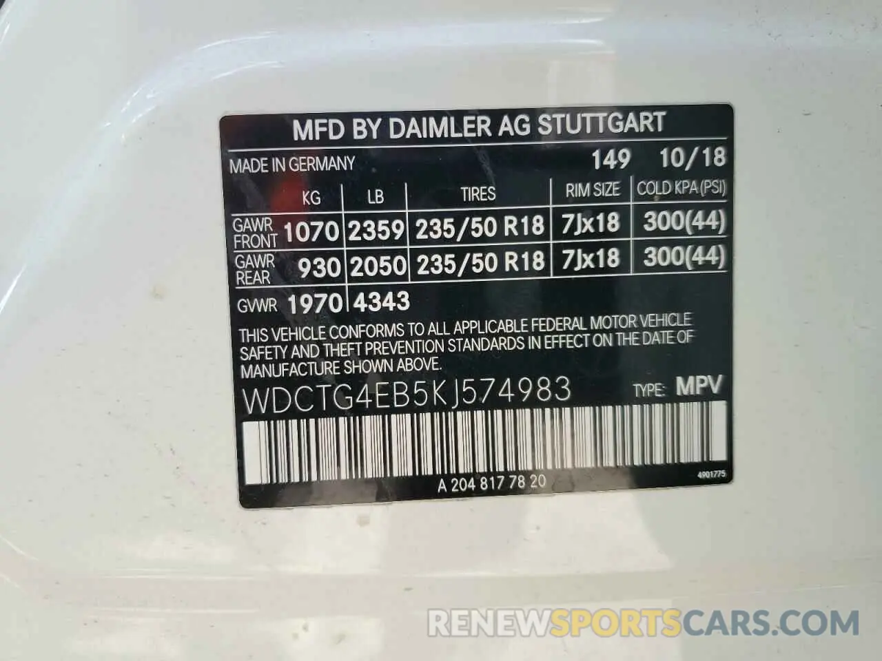 15 Фотография поврежденного автомобиля WDCTG4EB5KJ574983 MERCEDES-BENZ GLA-CLASS 2019