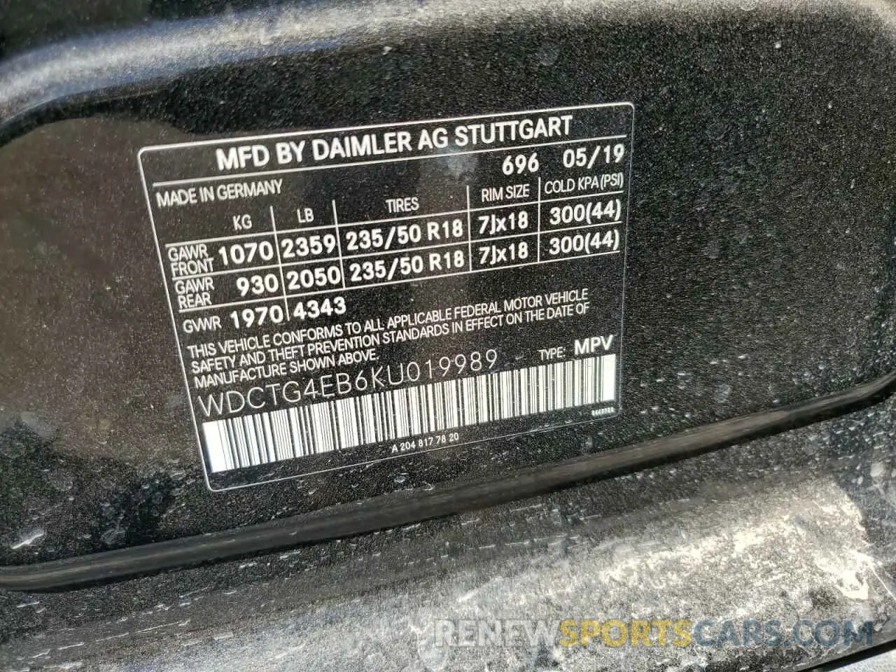 14 Фотография поврежденного автомобиля WDCTG4EB6KU019989 MERCEDES-BENZ GLA-CLASS 2019