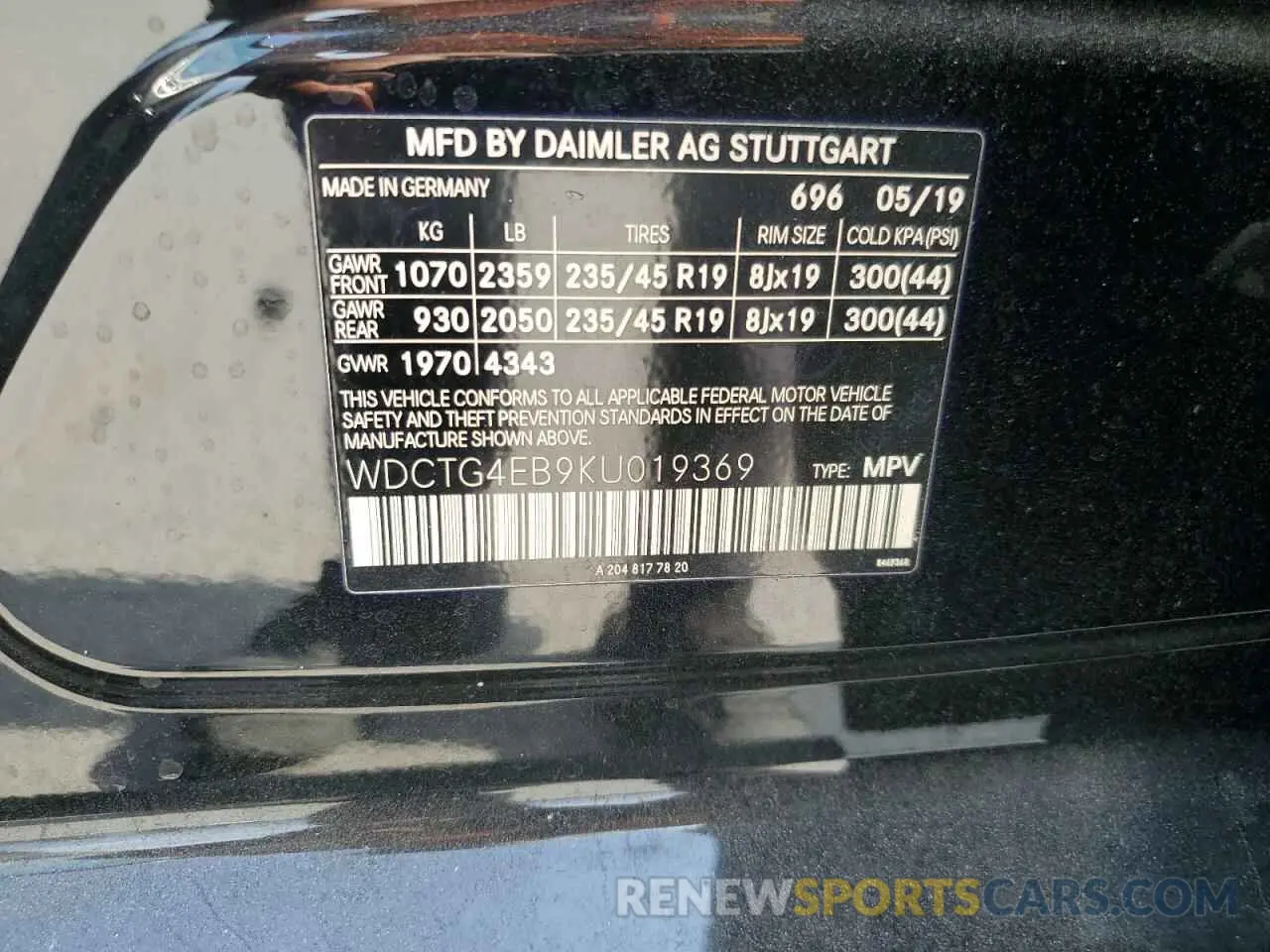 13 Photograph of a damaged car WDCTG4EB9KU019369 MERCEDES-BENZ GLA-CLASS 2019
