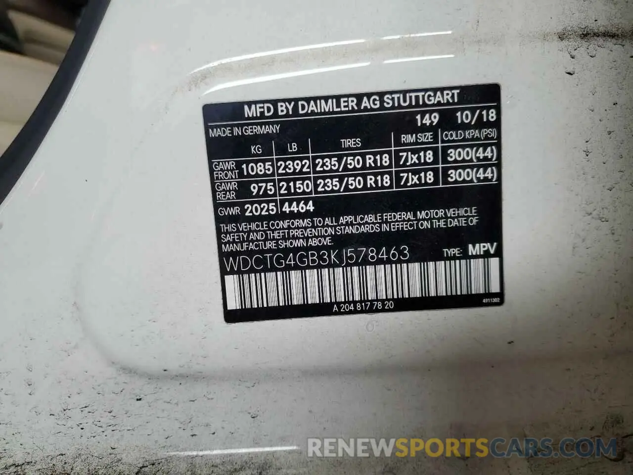 14 Фотография поврежденного автомобиля WDCTG4GB3KJ578463 MERCEDES-BENZ GLA-CLASS 2019