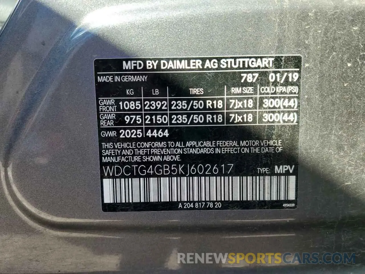 13 Фотография поврежденного автомобиля WDCTG4GB5KJ602617 MERCEDES-BENZ GLA-CLASS 2019