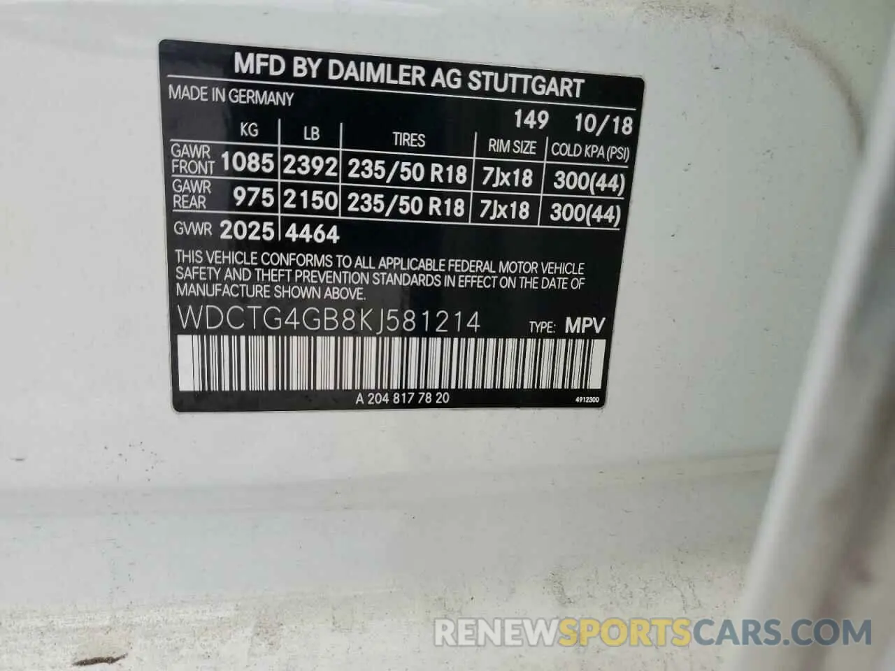 14 Фотография поврежденного автомобиля WDCTG4GB8KJ581214 MERCEDES-BENZ GLA-CLASS 2019