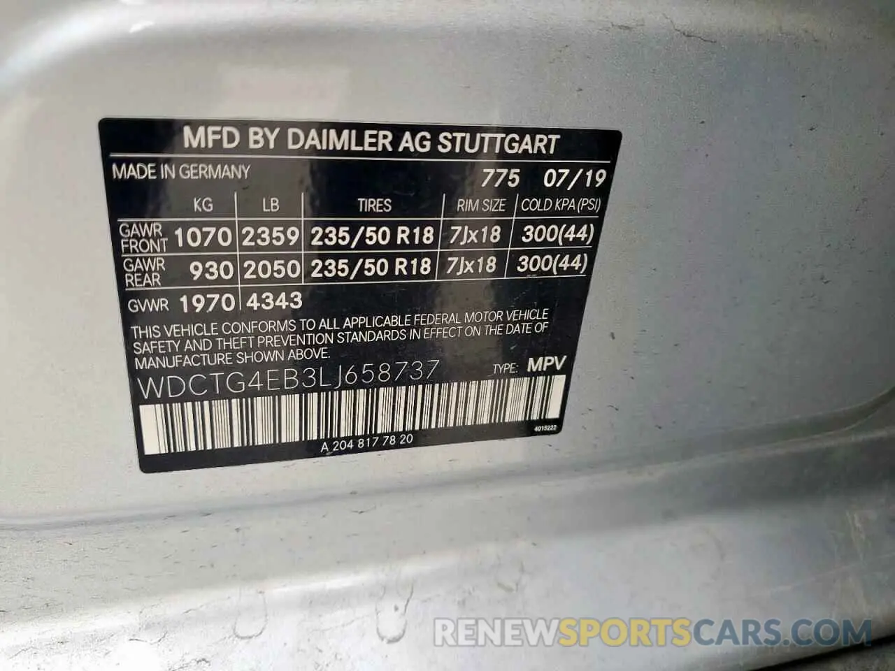13 Фотография поврежденного автомобиля WDCTG4EB3LJ658737 MERCEDES-BENZ GLA-CLASS 2020