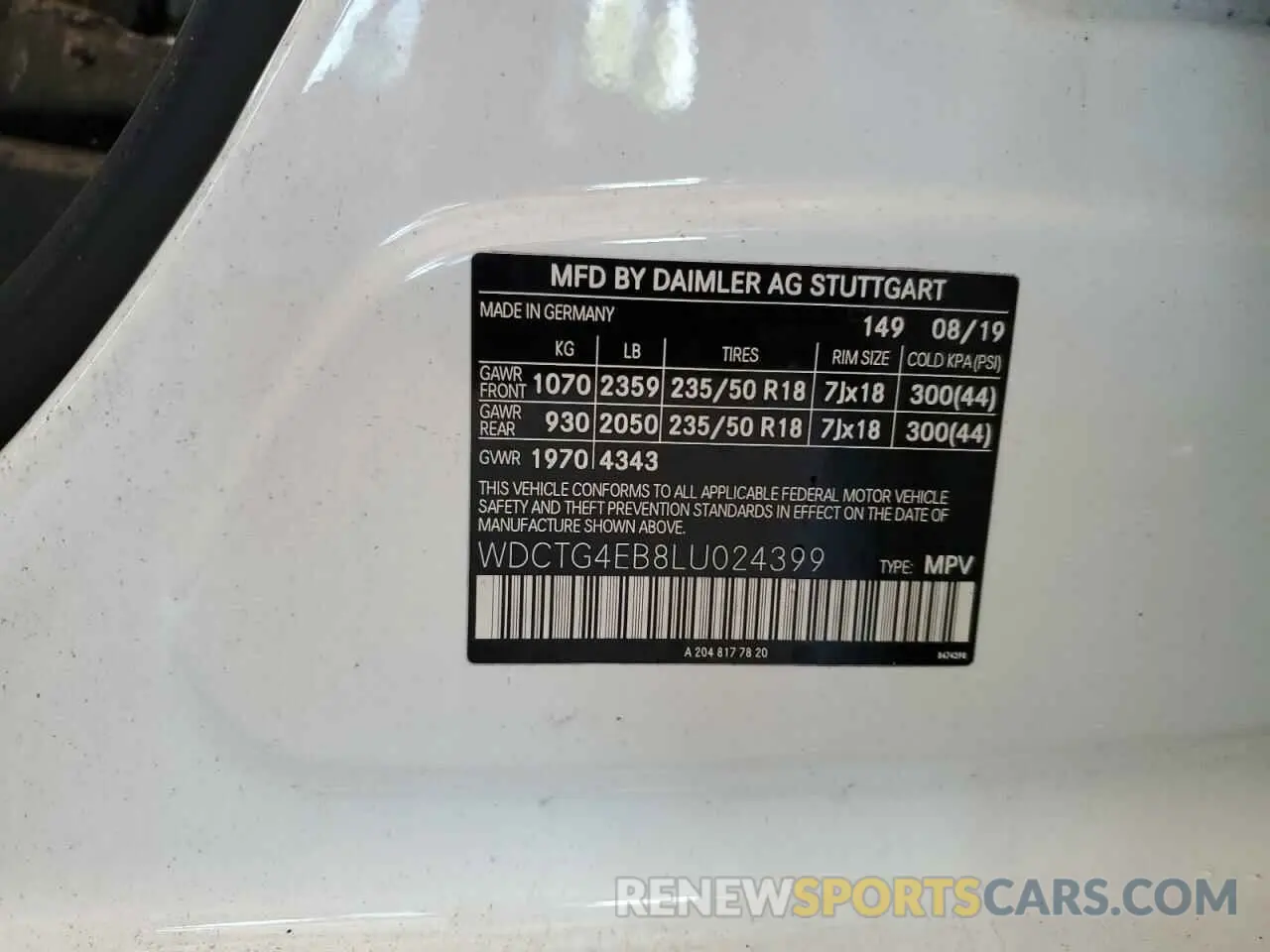 12 Фотография поврежденного автомобиля WDCTG4EB8LU024399 MERCEDES-BENZ GLA-CLASS 2020