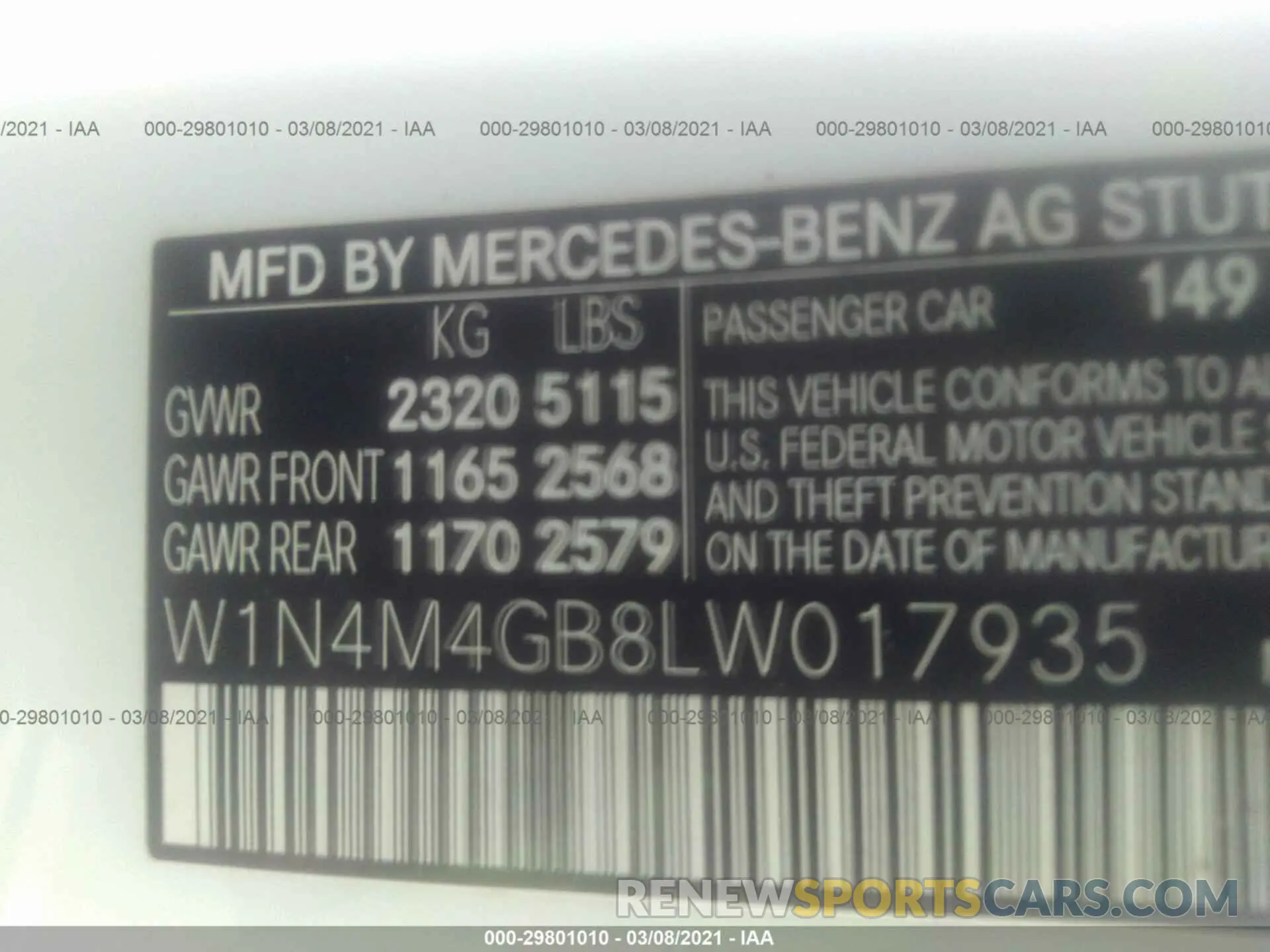 9 Photograph of a damaged car W1N4M4GB8LW017935 MERCEDES-BENZ GLB 2020