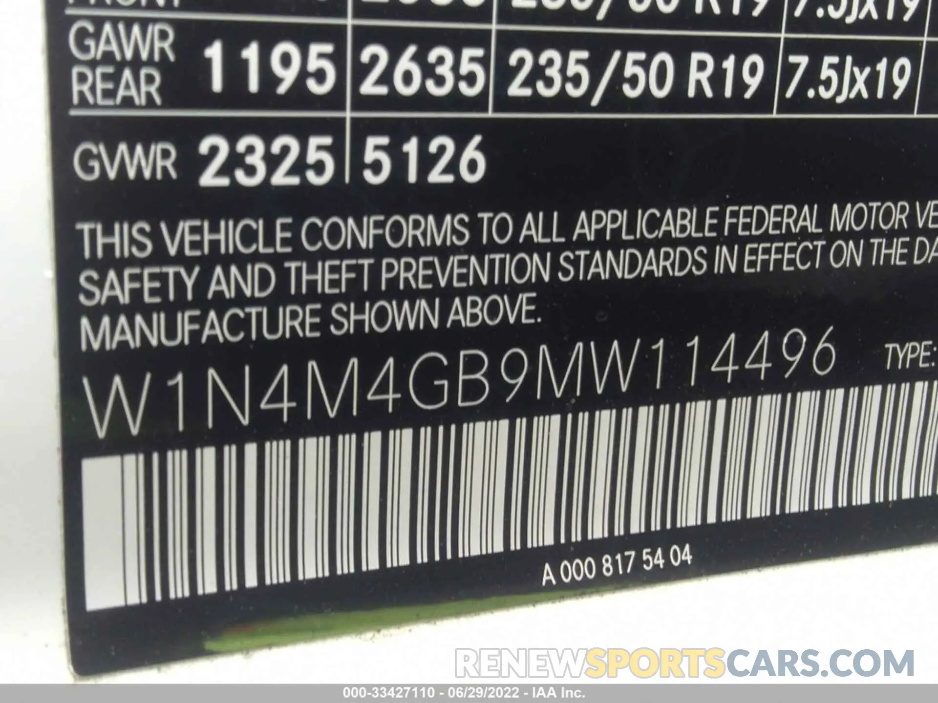 9 Фотография поврежденного автомобиля W1N4M4GB9MW114496 MERCEDES-BENZ GLB 2021