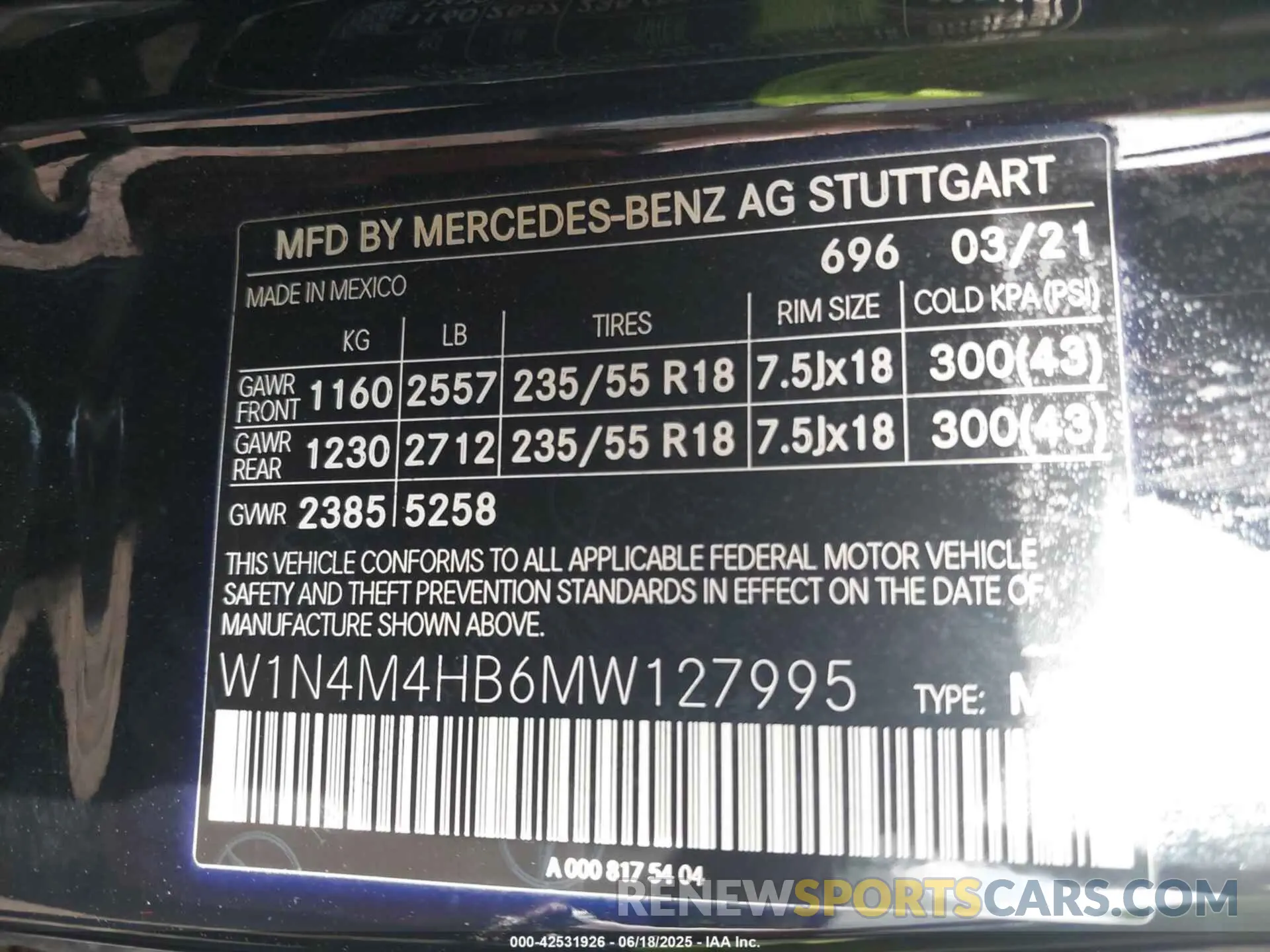 9 Фотография поврежденного автомобиля W1N4M4HB6MW127995 MERCEDES-BENZ GLB 2021
