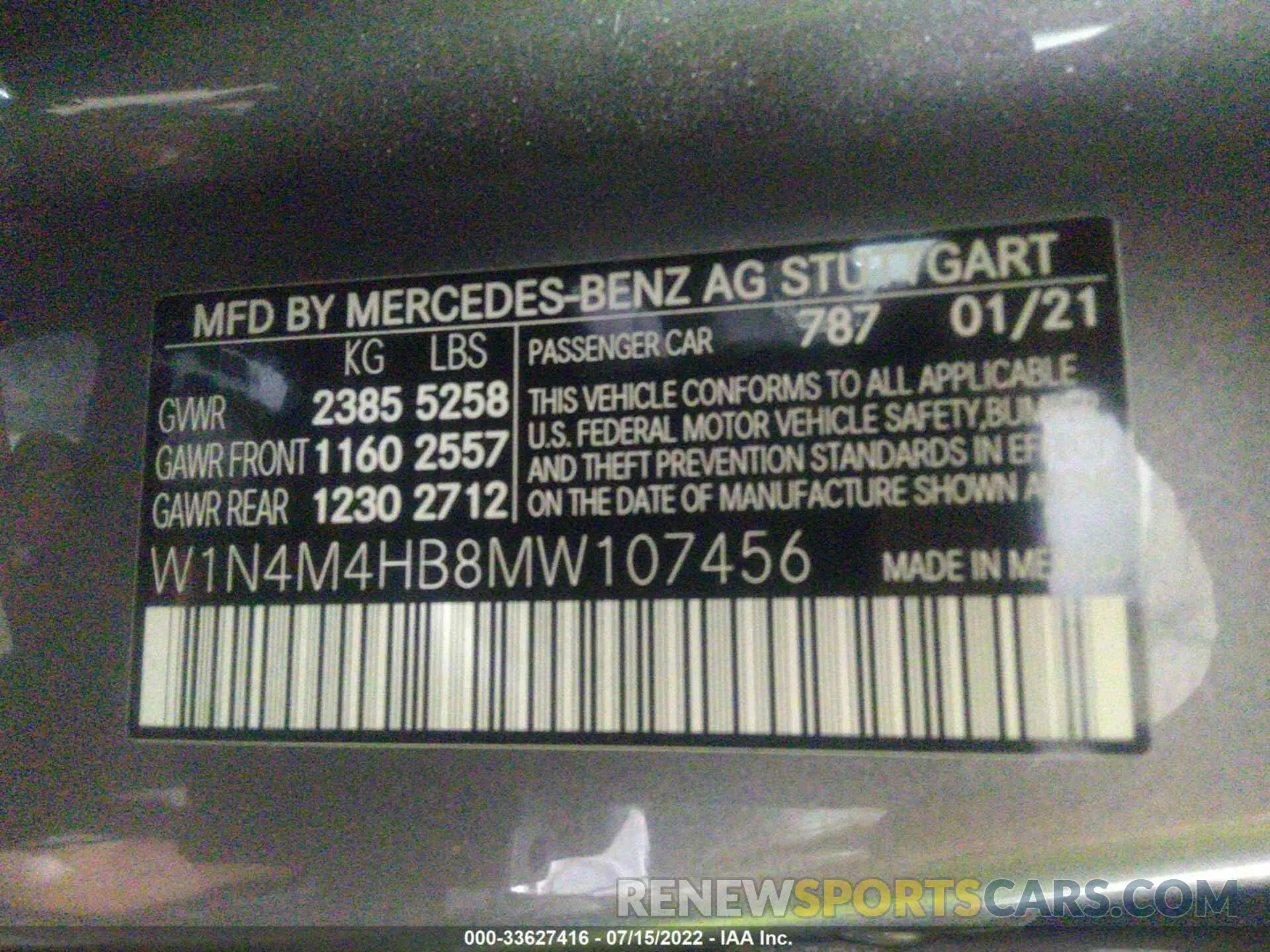 9 Photograph of a damaged car W1N4M4HB8MW107456 MERCEDES-BENZ GLB 2021