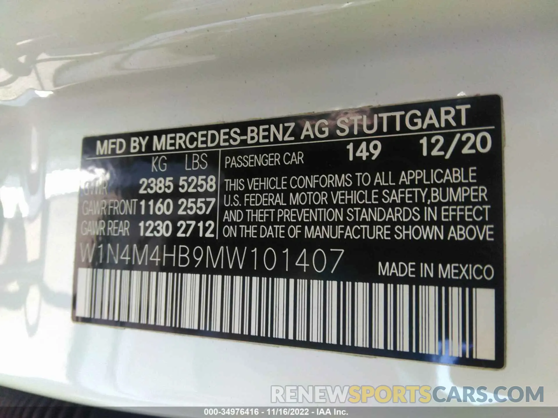 9 Фотография поврежденного автомобиля W1N4M4HB9MW101407 MERCEDES-BENZ GLB 2021