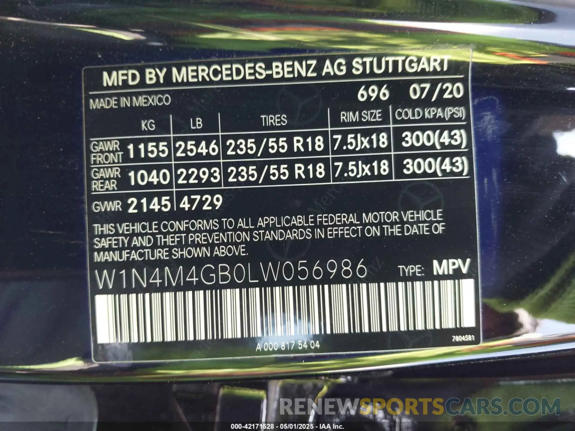 9 Photograph of a damaged car W1N4M4GB0LW056986 MERCEDES-BENZ GLB 250 2020