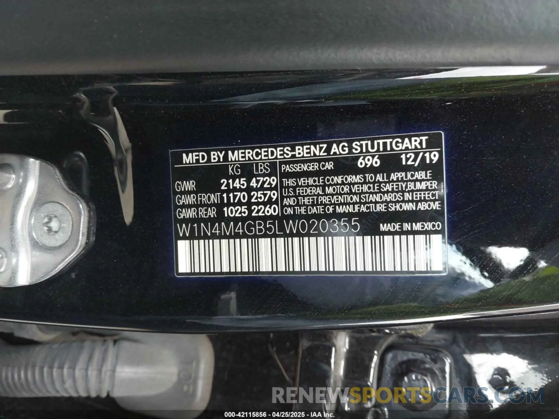 9 Фотография поврежденного автомобиля W1N4M4GB5LW020355 MERCEDES-BENZ GLB 250 2020
