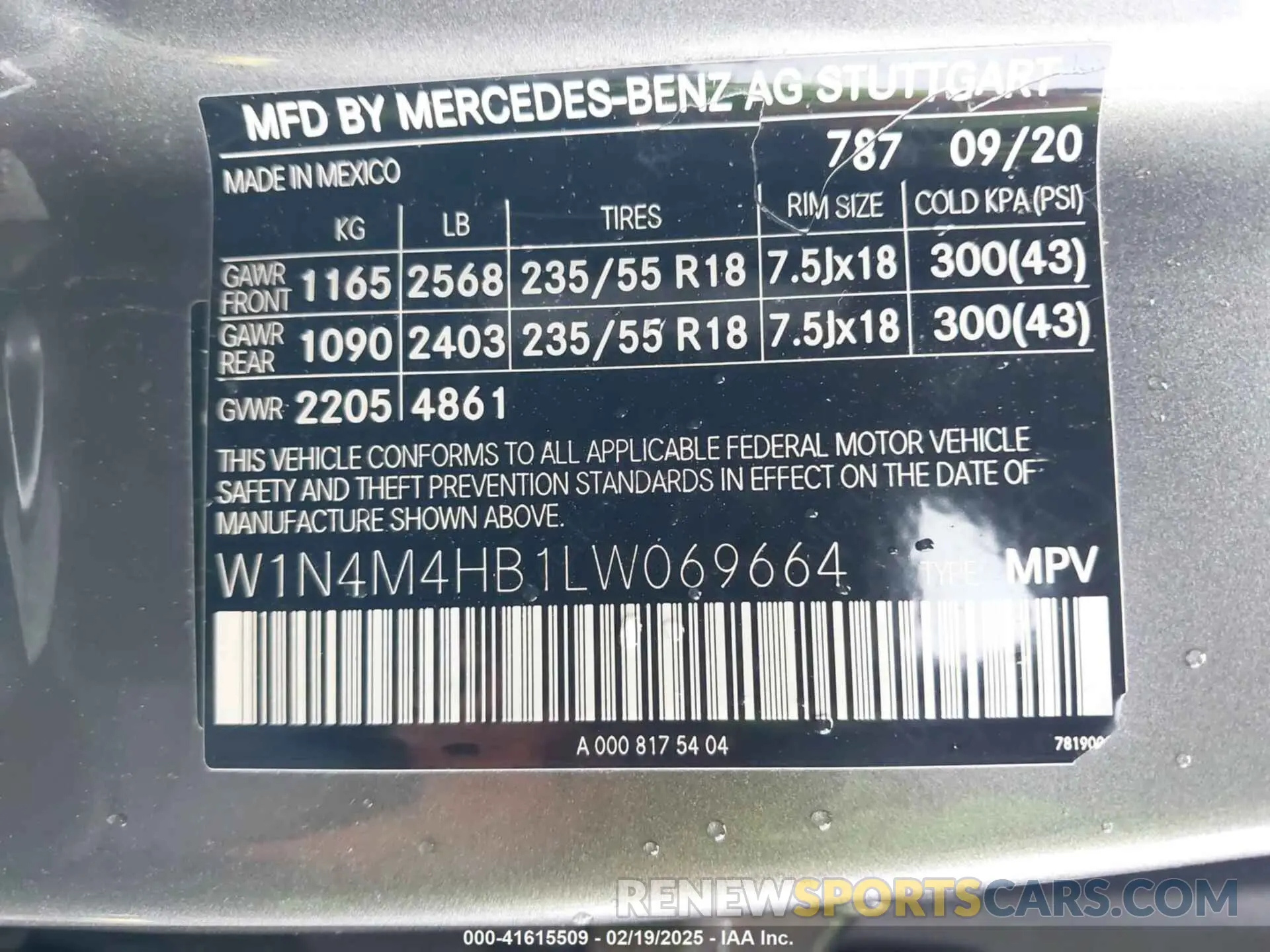 9 Photograph of a damaged car W1N4M4HB1LW069664 MERCEDES-BENZ GLB 250 2020