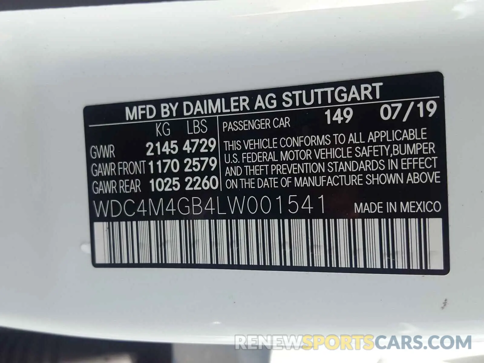 10 Photograph of a damaged car WDC4M4GB4LW001541 MERCEDES-BENZ GLB 250 2020