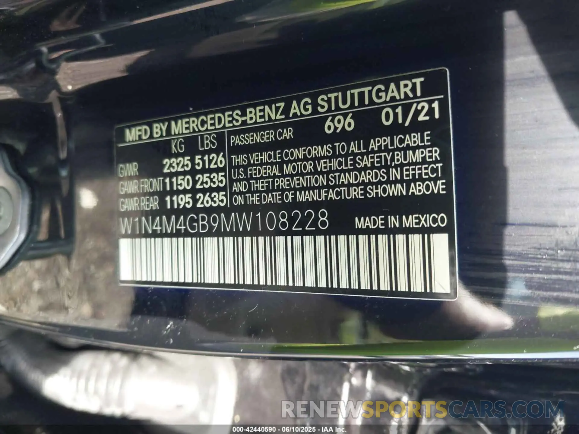 9 Фотография поврежденного автомобиля W1N4M4GB9MW108228 MERCEDES-BENZ GLB 250 2021