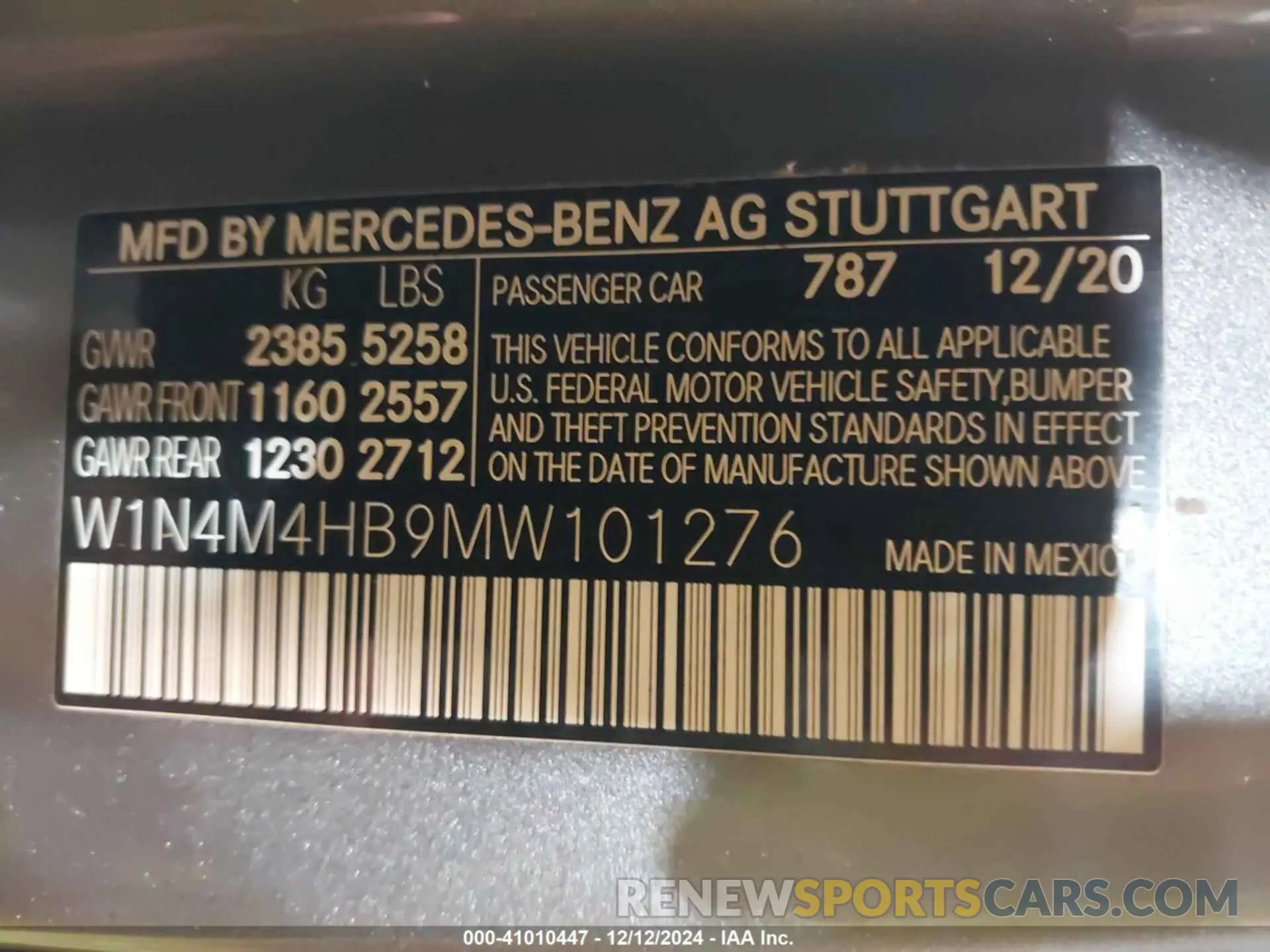9 Фотография поврежденного автомобиля W1N4M4HB9MW101276 MERCEDES-BENZ GLB 250 2021