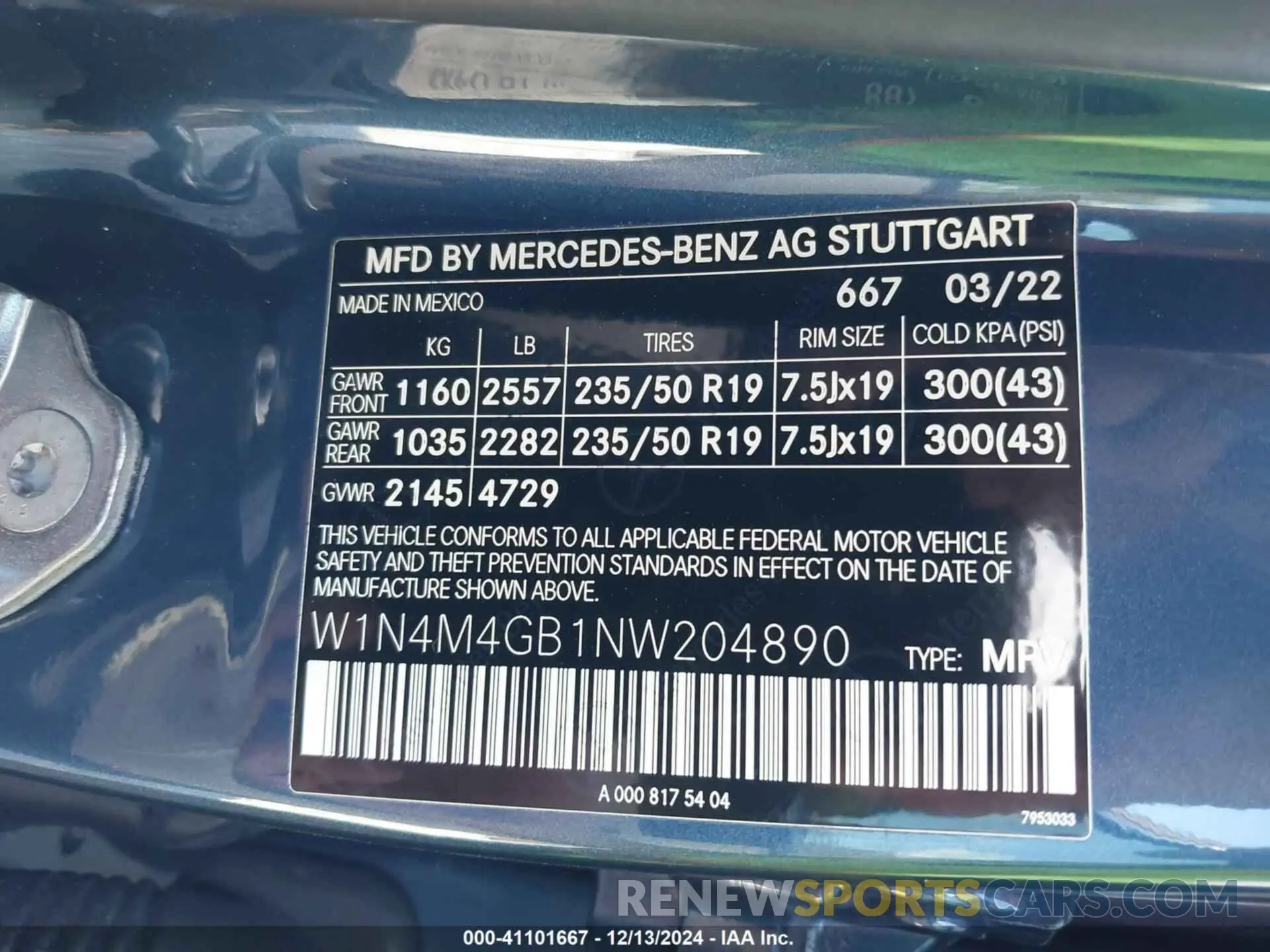 9 Photograph of a damaged car W1N4M4GB1NW204890 MERCEDES-BENZ GLB 250 2022
