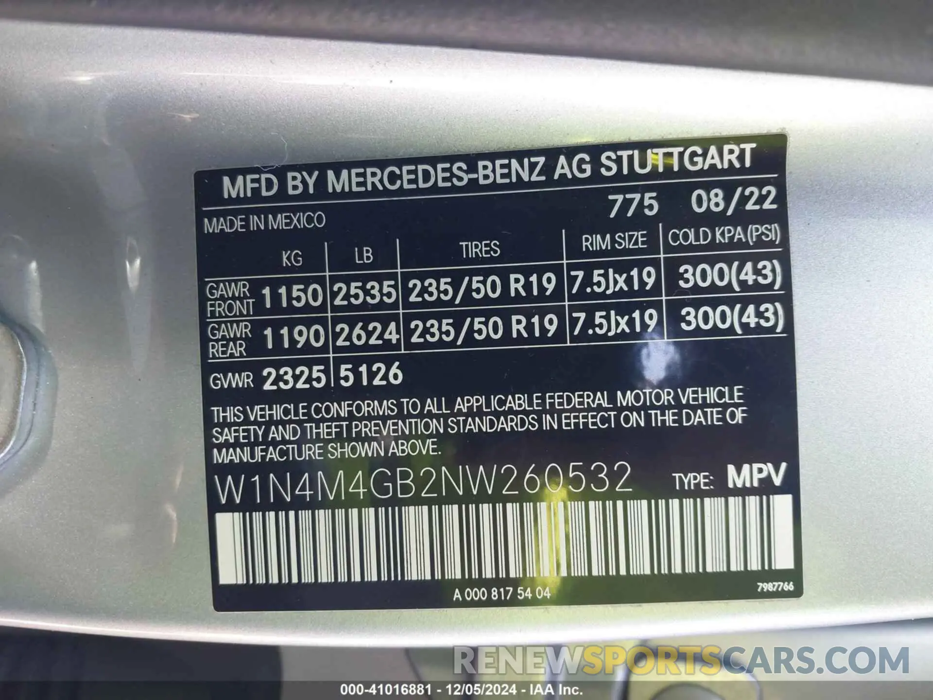 9 Photograph of a damaged car W1N4M4GB2NW260532 MERCEDES-BENZ GLB 250 2022