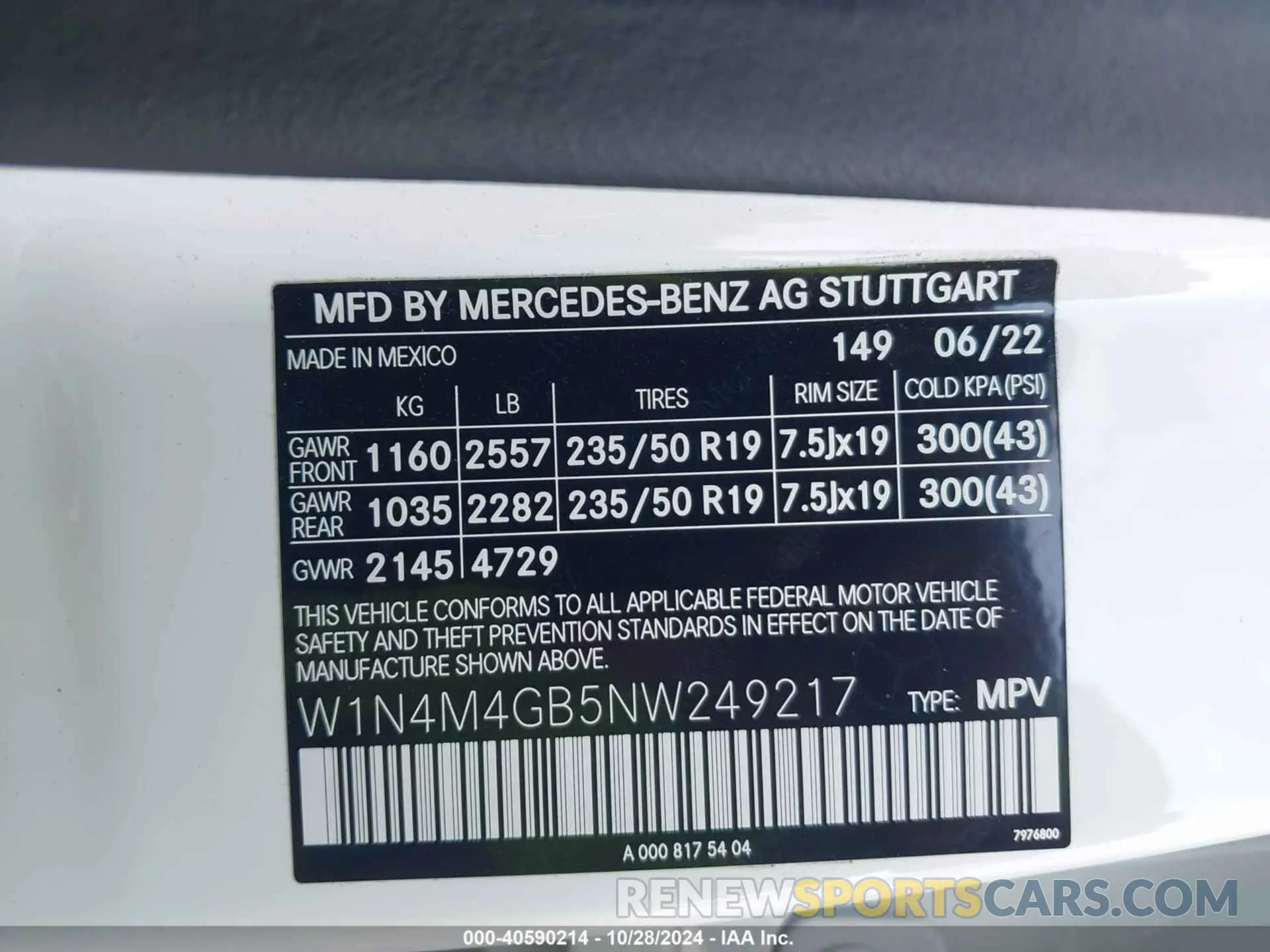 9 Photograph of a damaged car W1N4M4GB5NW249217 MERCEDES-BENZ GLB 250 2022