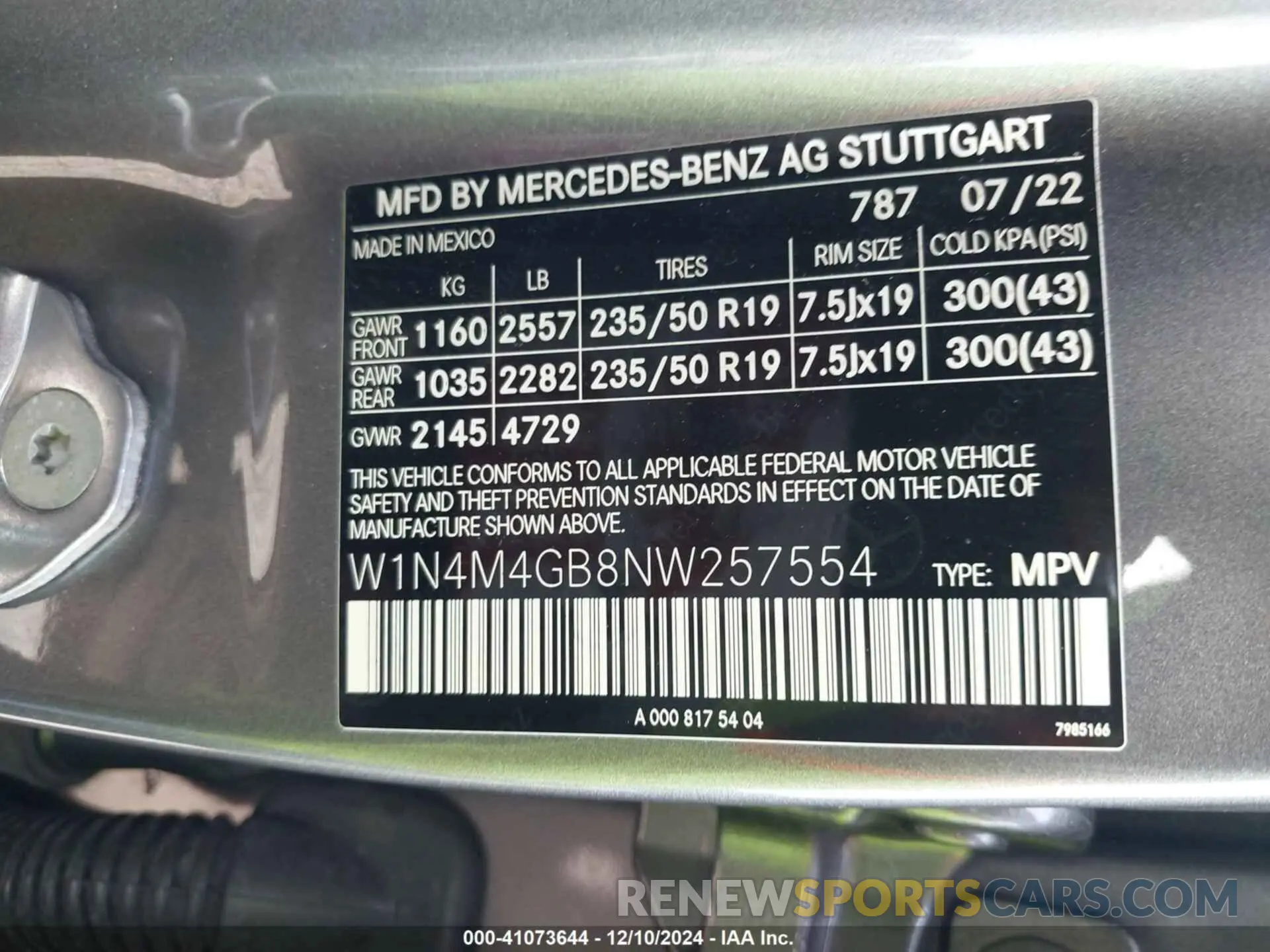 9 Photograph of a damaged car W1N4M4GB8NW257554 MERCEDES-BENZ GLB 250 2022