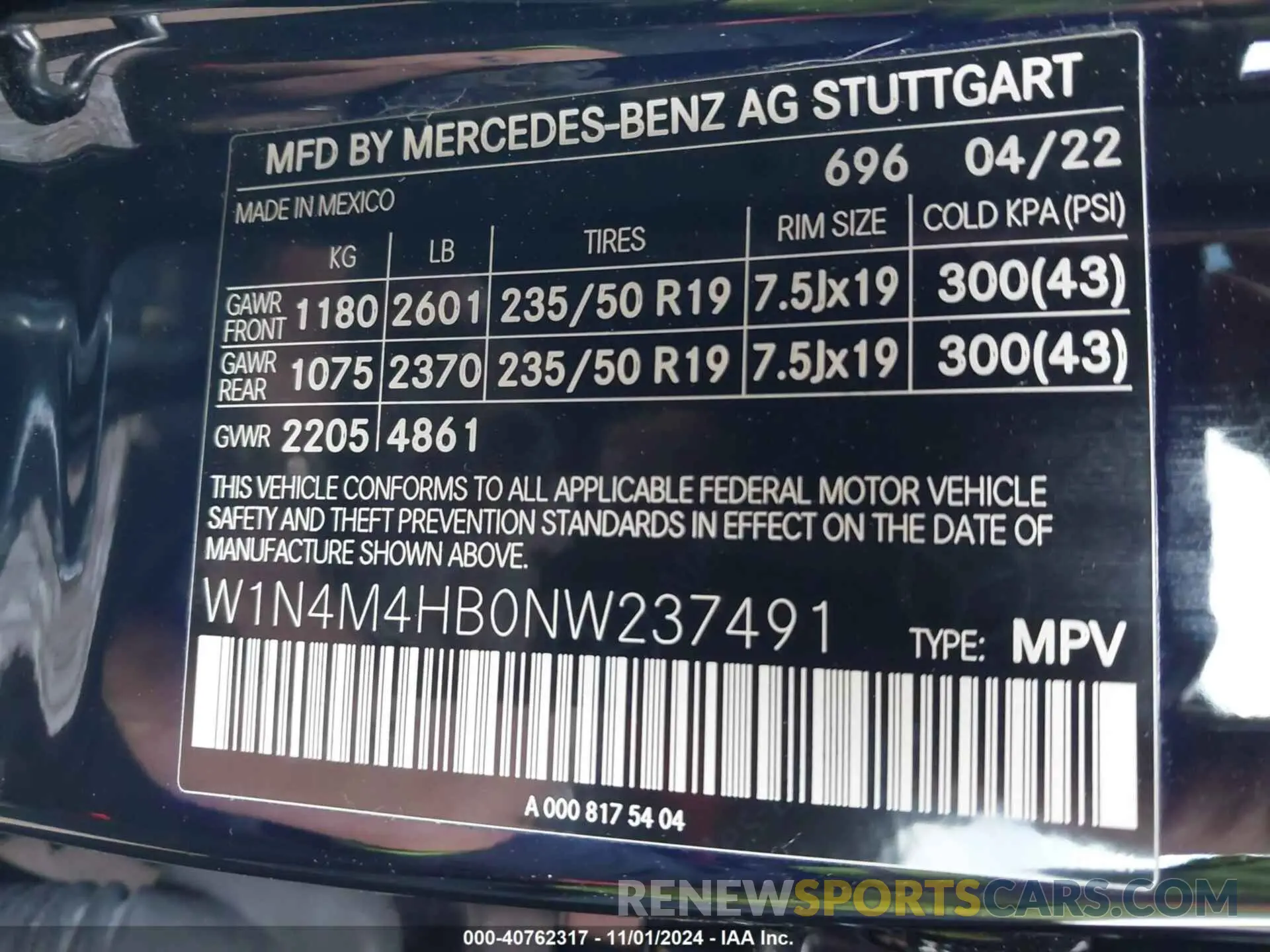 9 Photograph of a damaged car W1N4M4HB0NW237491 MERCEDES-BENZ GLB 250 2022