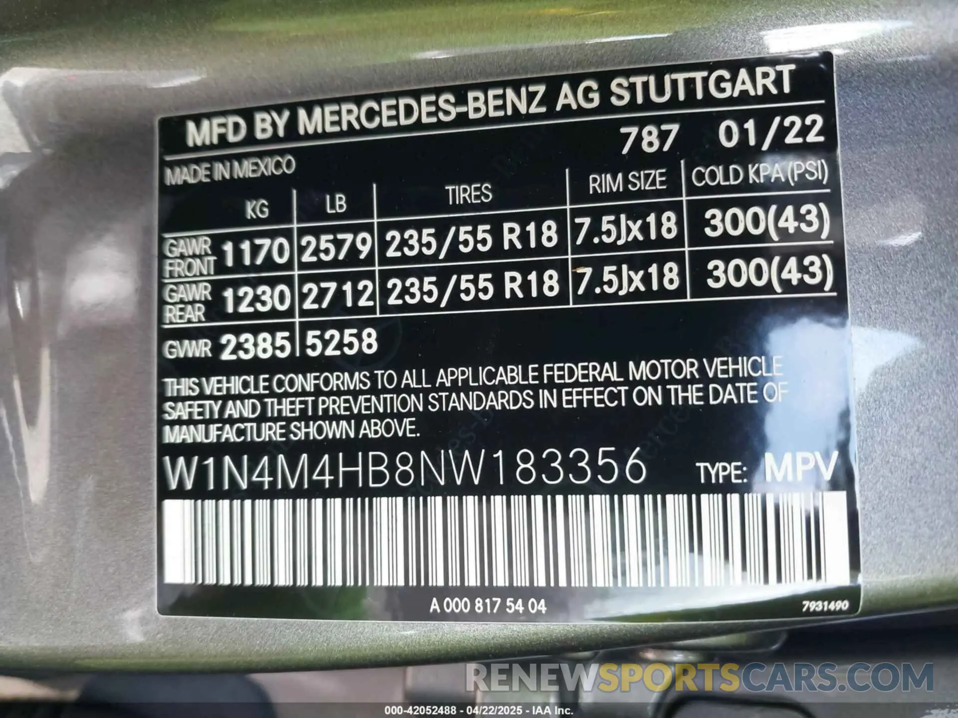 9 Photograph of a damaged car W1N4M4HB8NW183356 MERCEDES-BENZ GLB 250 2022