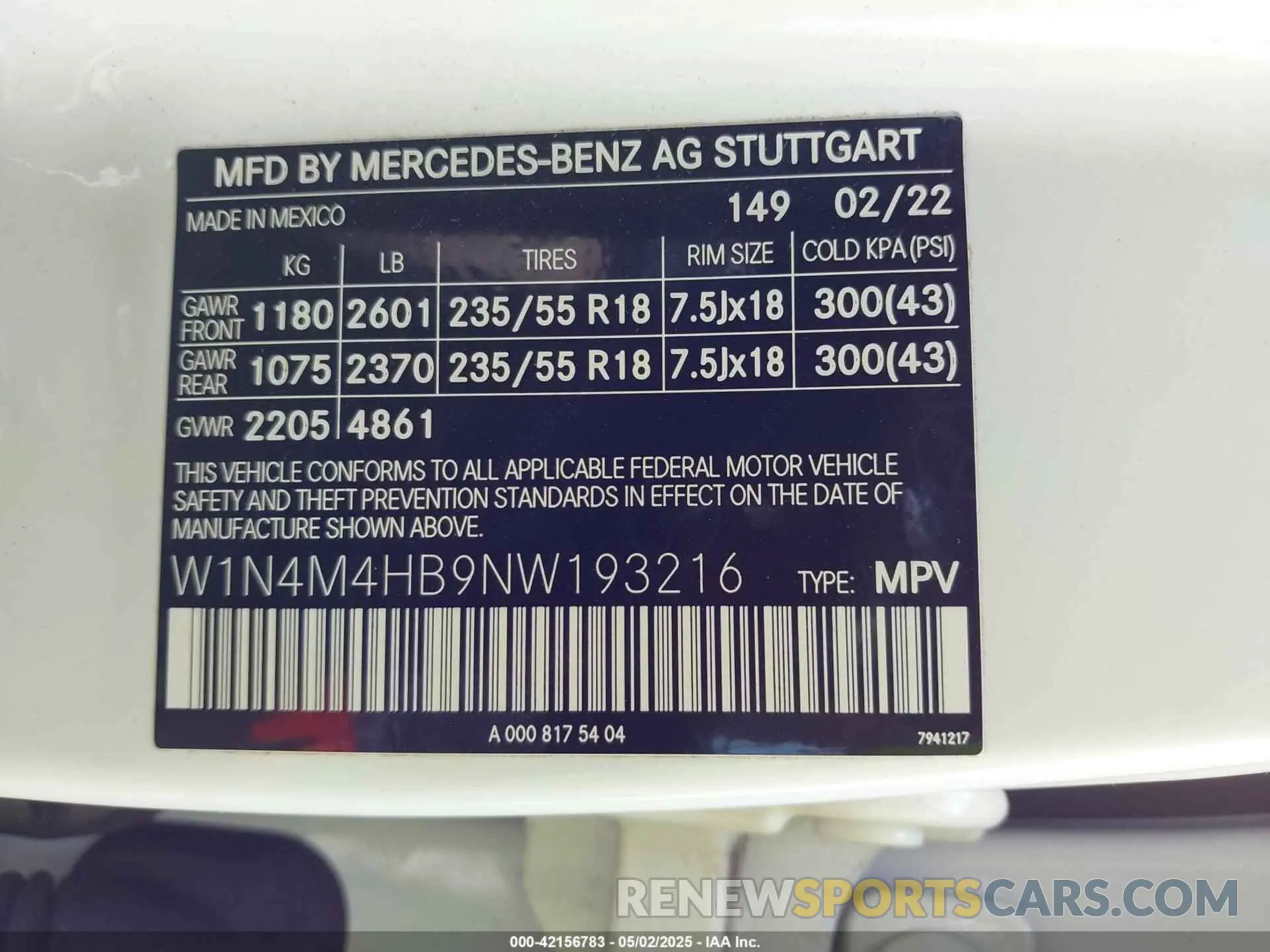 9 Photograph of a damaged car W1N4M4HB9NW193216 MERCEDES-BENZ GLB 250 2022