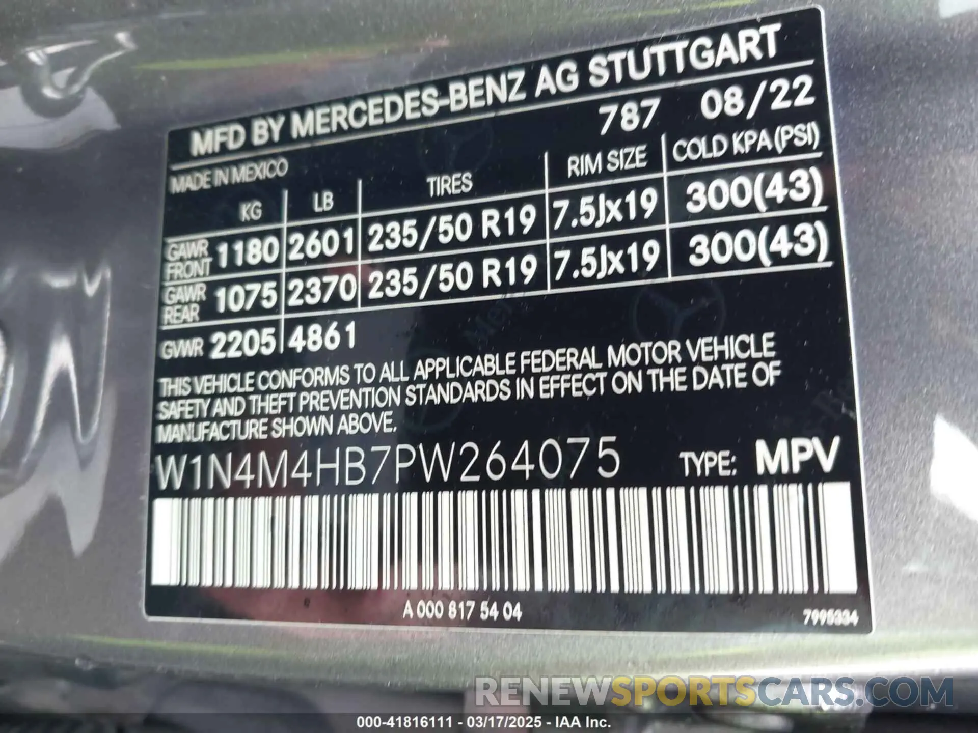 9 Photograph of a damaged car W1N4M4HB7PW264075 MERCEDES-BENZ GLB 250 2023