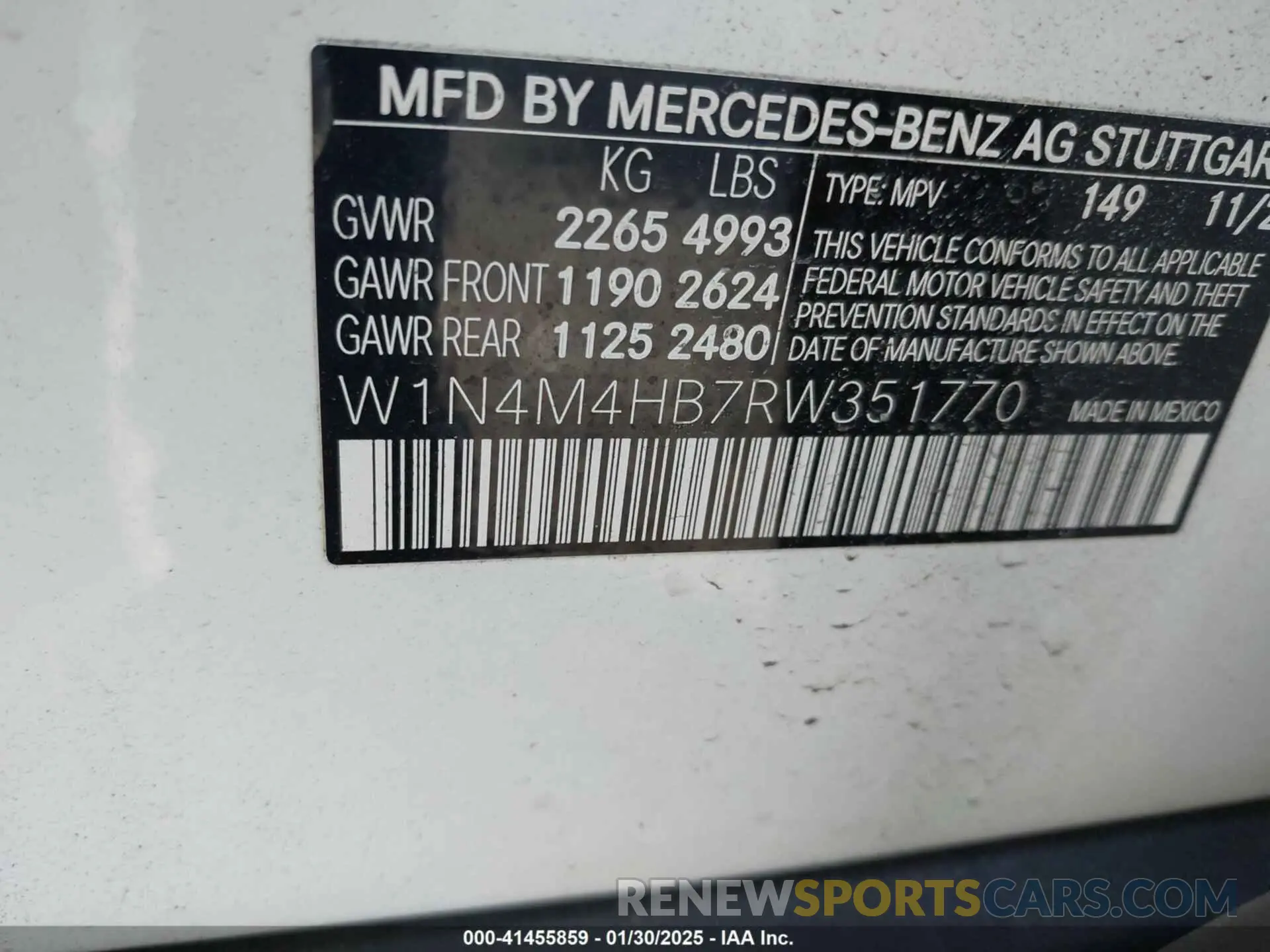 9 Фотография поврежденного автомобиля W1N4M4HB7RW351770 MERCEDES-BENZ GLB 250 2024