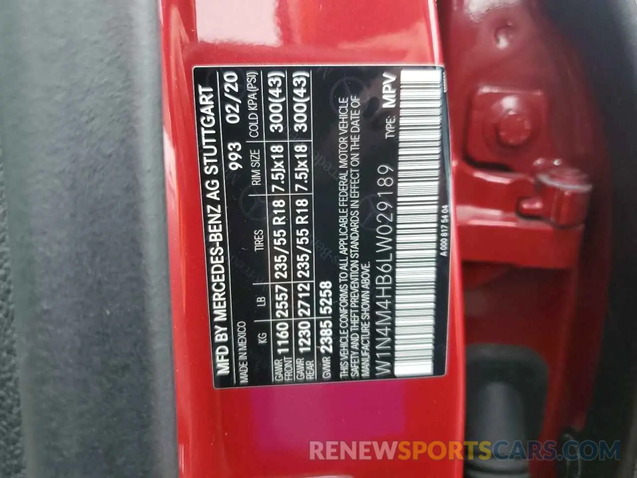 12 Photograph of a damaged car W1N4M4HB6LW029189 MERCEDES-BENZ GLB-CLASS 2020