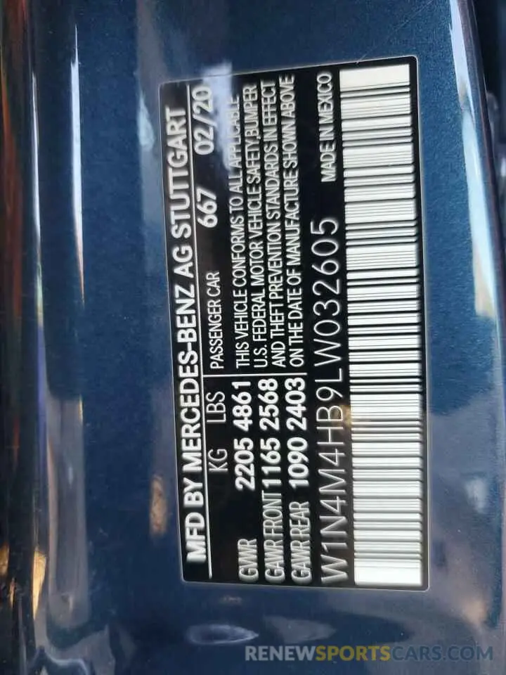 13 Фотография поврежденного автомобиля W1N4M4HB9LW032605 MERCEDES-BENZ GLB-CLASS 2020