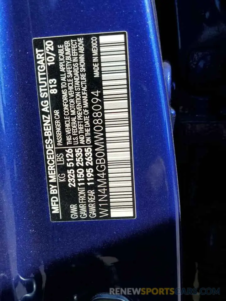 13 Фотография поврежденного автомобиля W1N4M4GB0MW088094 MERCEDES-BENZ GLB-CLASS 2021