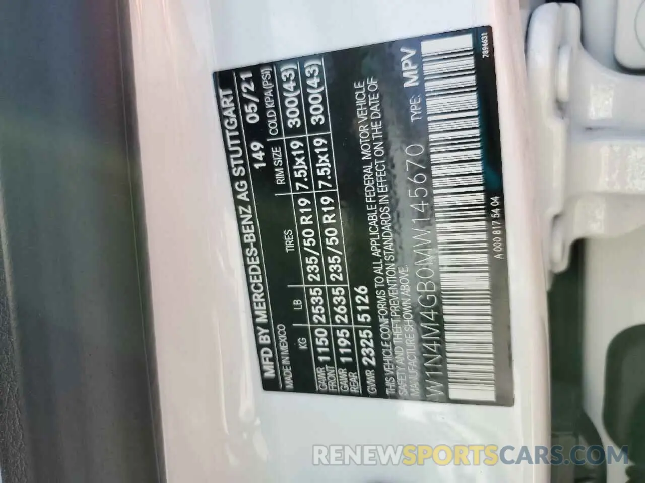 13 Photograph of a damaged car W1N4M4GB0MW145670 MERCEDES-BENZ GLB-CLASS 2021