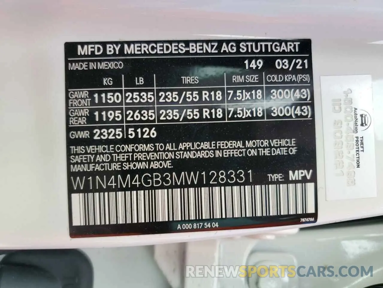 14 Photograph of a damaged car W1N4M4GB3MW128331 MERCEDES-BENZ GLB-CLASS 2021