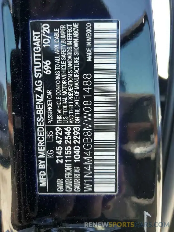 13 Photograph of a damaged car W1N4M4GB8MW081488 MERCEDES-BENZ GLB-CLASS 2021
