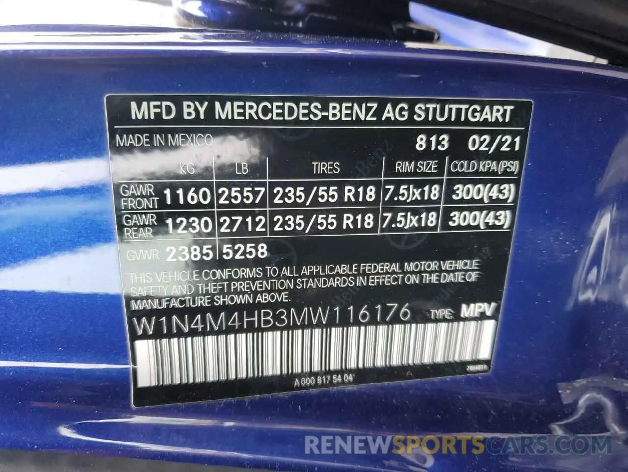 16 Photograph of a damaged car W1N4M4HB3MW116176 MERCEDES-BENZ GLB-CLASS 2021