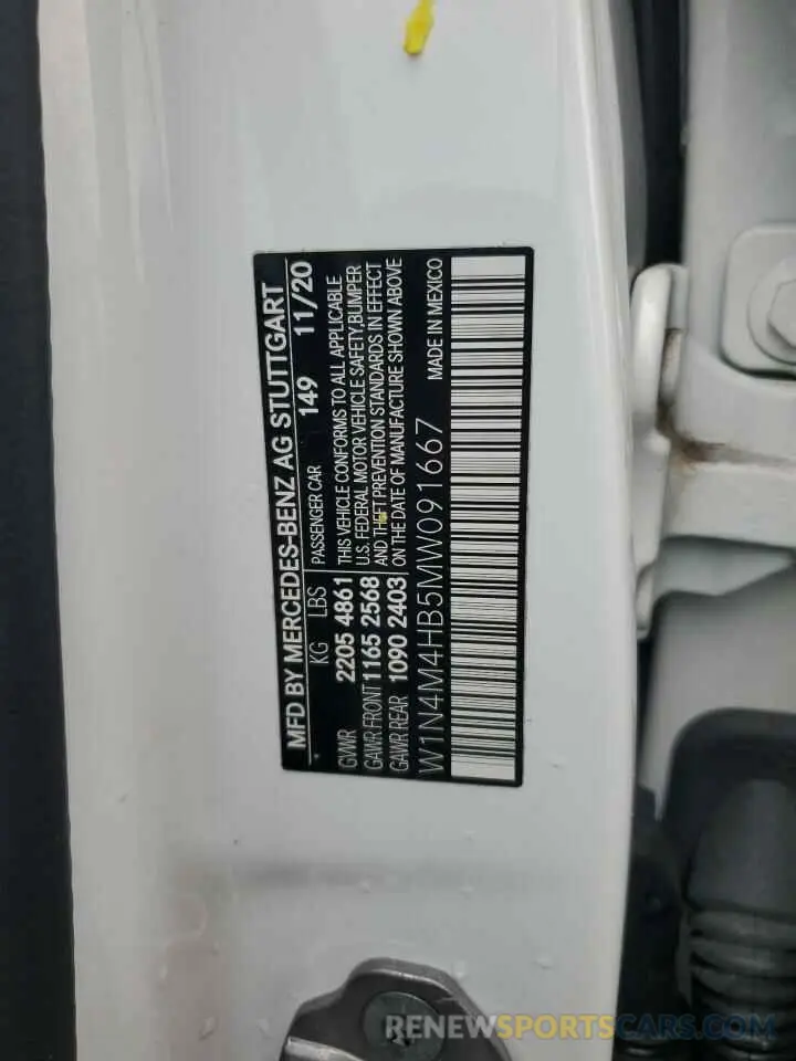 13 Фотография поврежденного автомобиля W1N4M4HB5MW091667 MERCEDES-BENZ GLB-CLASS 2021