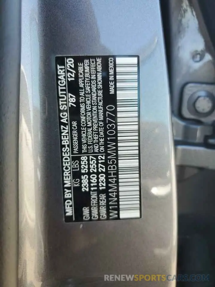 13 Photograph of a damaged car W1N4M4HB5MW103770 MERCEDES-BENZ GLB-CLASS 2021