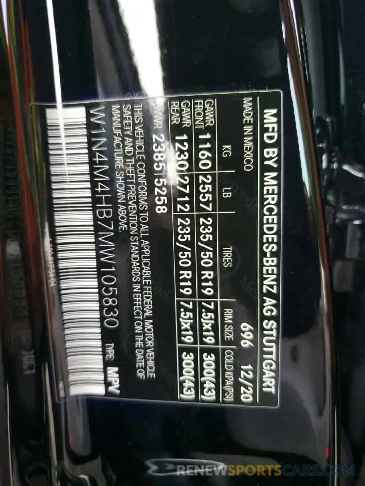 13 Photograph of a damaged car W1N4M4HB7MW105830 MERCEDES-BENZ GLB-CLASS 2021