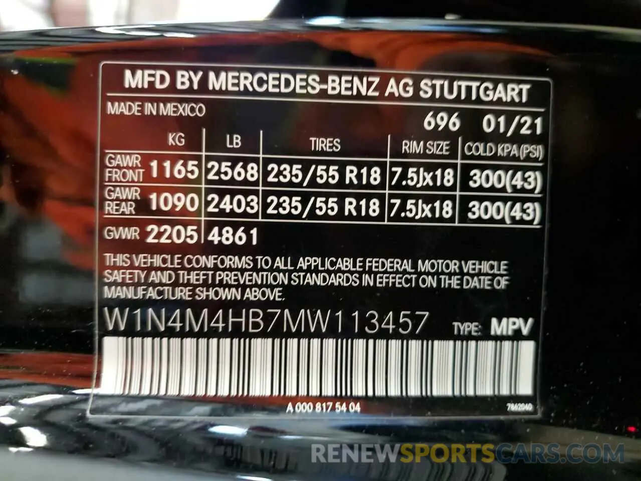 14 Фотография поврежденного автомобиля W1N4M4HB7MW113457 MERCEDES-BENZ GLB-CLASS 2021