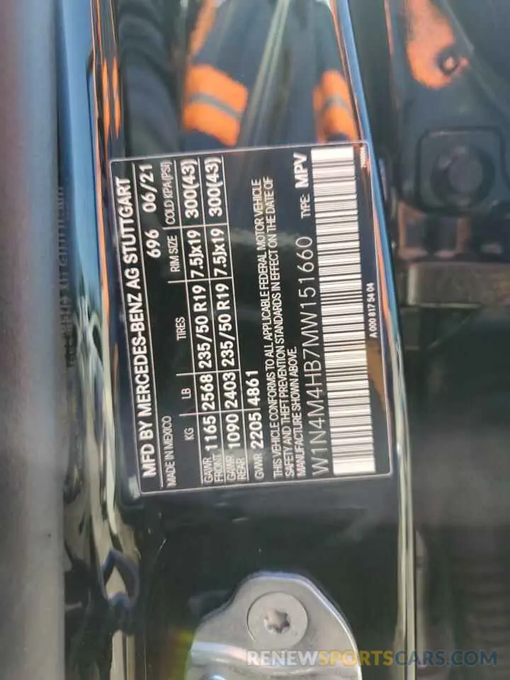 14 Фотография поврежденного автомобиля W1N4M4HB7MW151660 MERCEDES-BENZ GLB-CLASS 2021