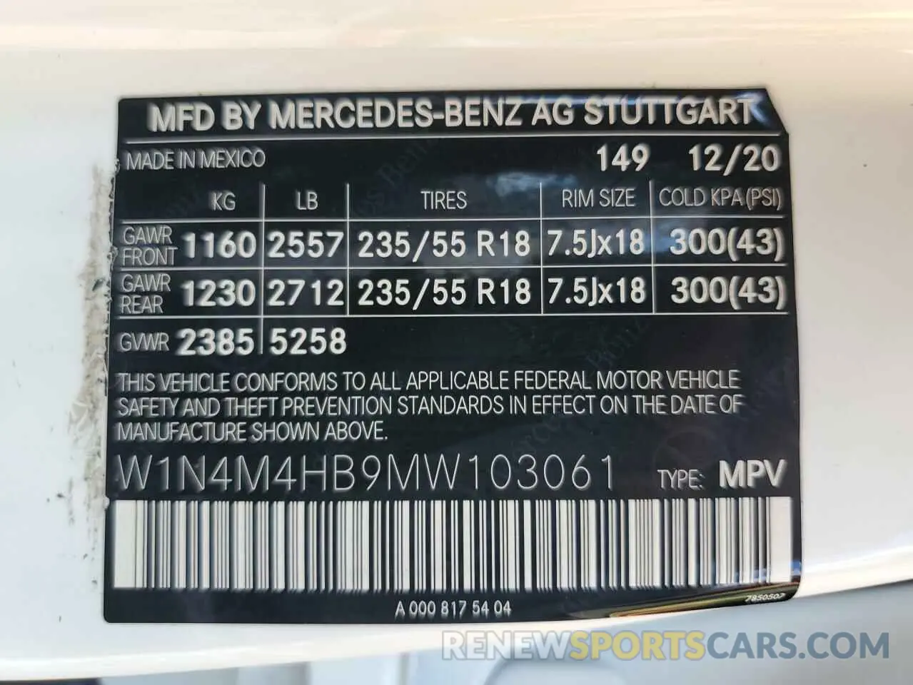 14 Photograph of a damaged car W1N4M4HB9MW103061 MERCEDES-BENZ GLB-CLASS 2021