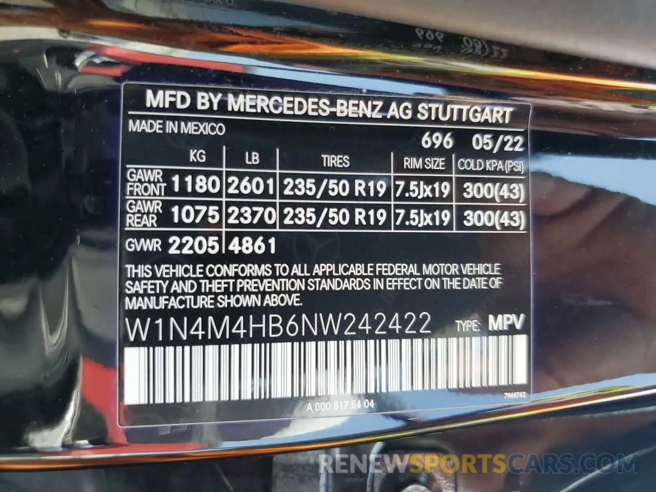 13 Photograph of a damaged car W1N4M4HB6NW242422 MERCEDES-BENZ GLB-CLASS 2022