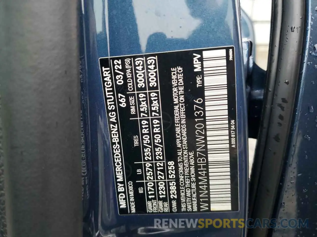 12 Фотография поврежденного автомобиля W1N4M4HB7NW201376 MERCEDES-BENZ GLB-CLASS 2022