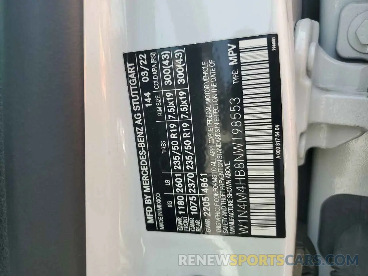 14 Photograph of a damaged car W1N4M4HB8NW198553 MERCEDES-BENZ GLB-CLASS 2022
