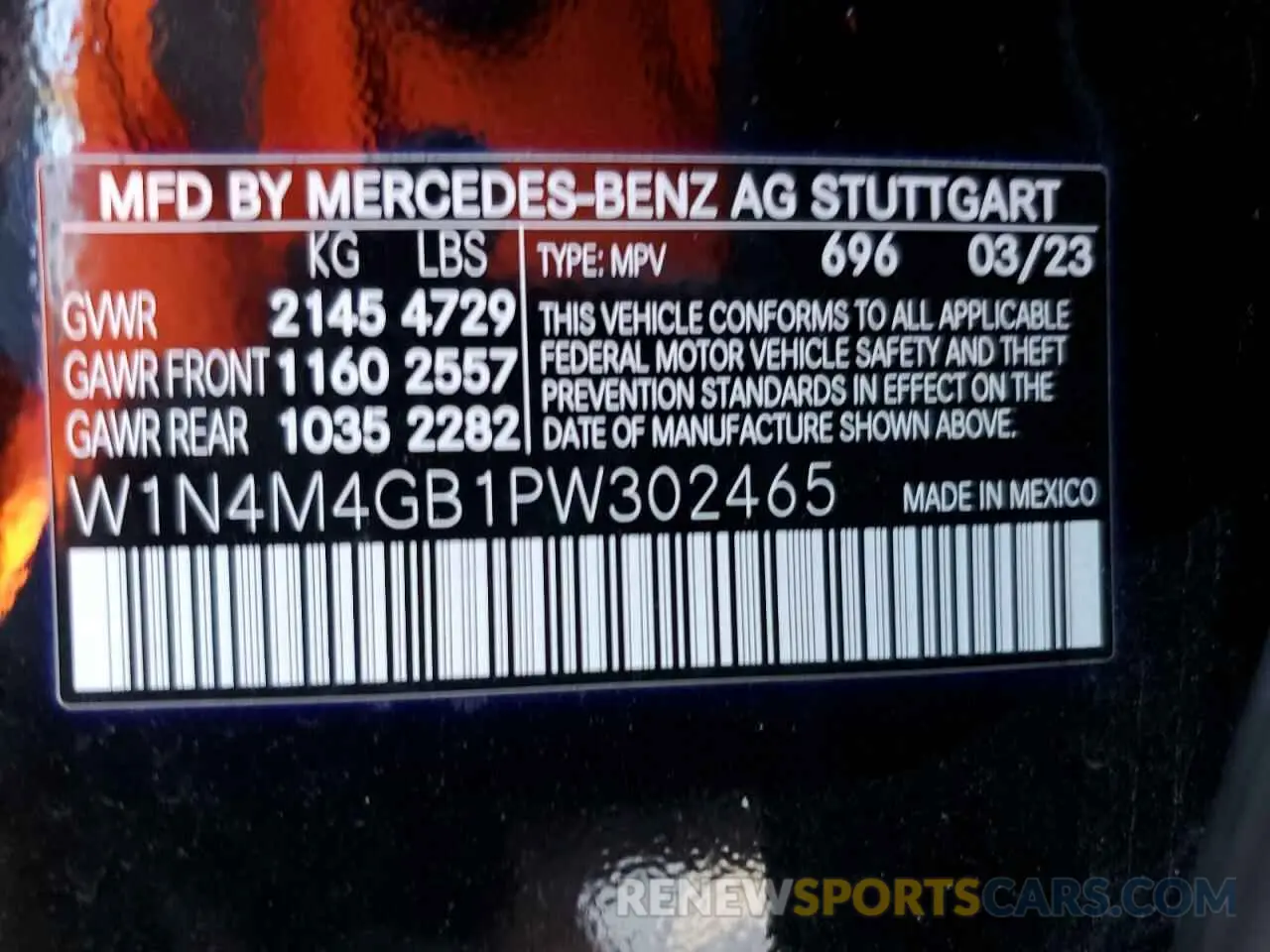 13 Фотография поврежденного автомобиля W1N4M4GB1PW302465 MERCEDES-BENZ GLB-CLASS 2023