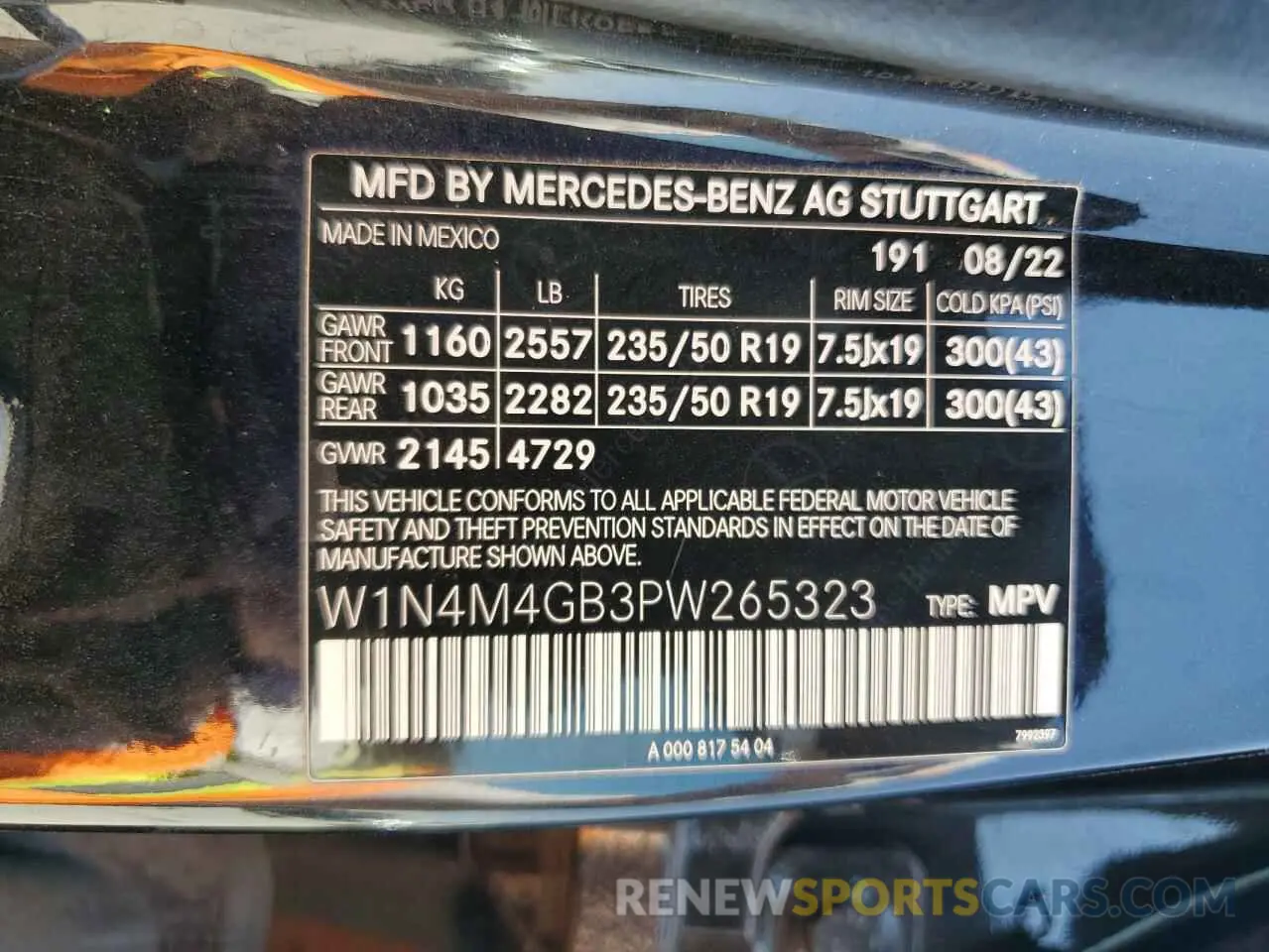 14 Photograph of a damaged car W1N4M4GB3PW265323 MERCEDES-BENZ GLB-CLASS 2023