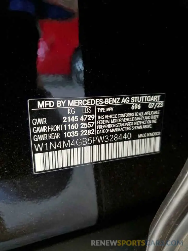 12 Фотография поврежденного автомобиля W1N4M4GB5PW328440 MERCEDES-BENZ GLB-CLASS 2023